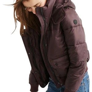 ABERCROMBIE MAROON PUFFER JACKET